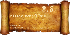 Mitter Benjámin névjegykártya